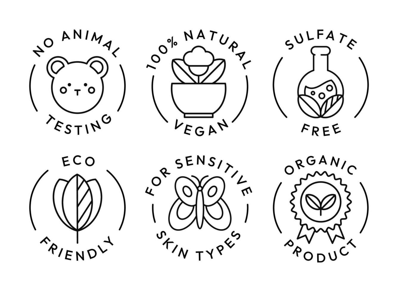 Eco cosmetics icon. Organic natural products icons for packaging. Stamps, badges vector