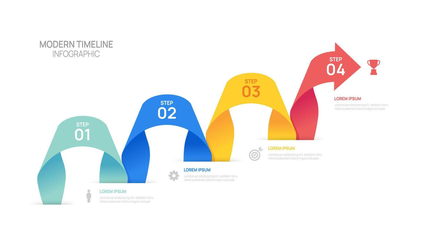 Infographic flow chart arrow business template with icons and 4 options or steps. vector