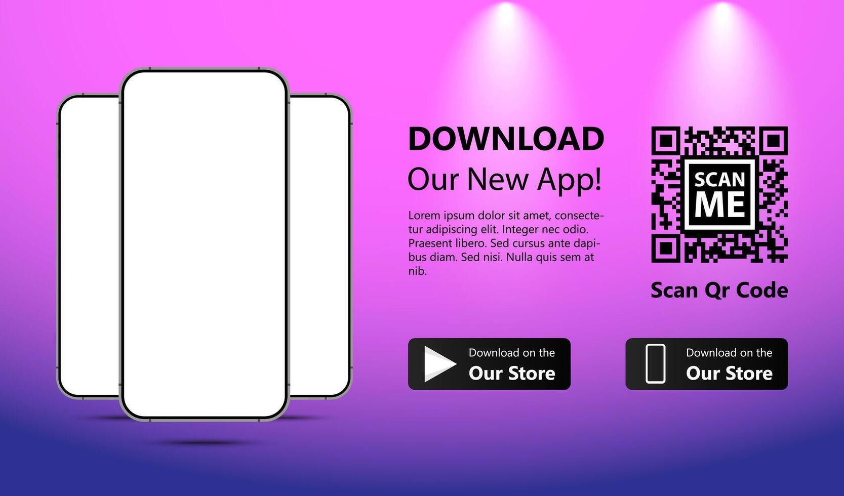 Download our app for mobile phone. Advertising banner vector
