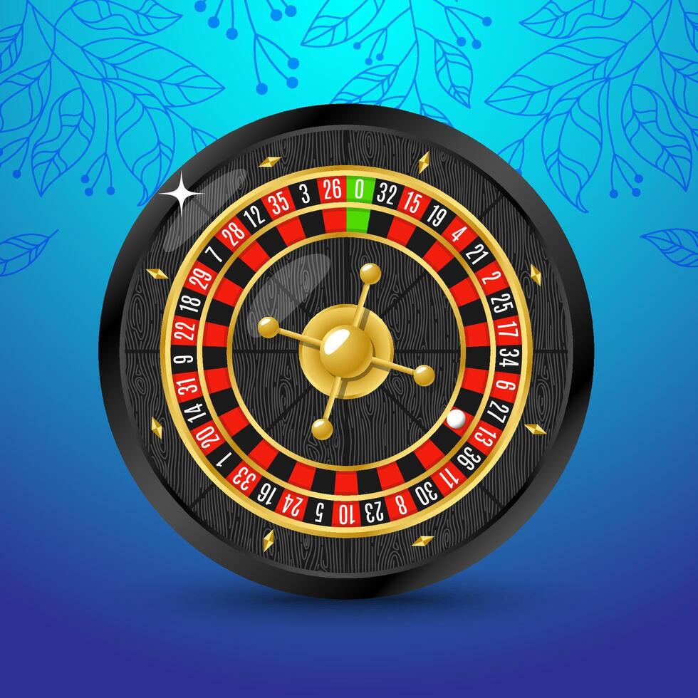 Golden casino roulette wheel with numbers and cells on white background with golden light, rays, glare, sparkles vector