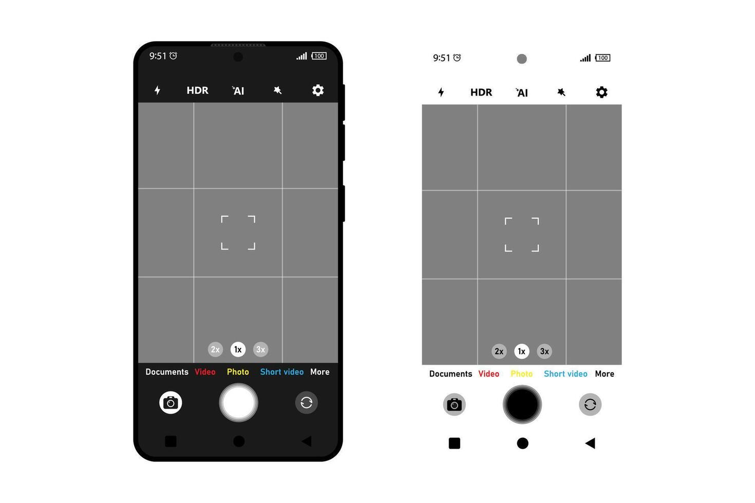 Camera interface in phone screen vector
