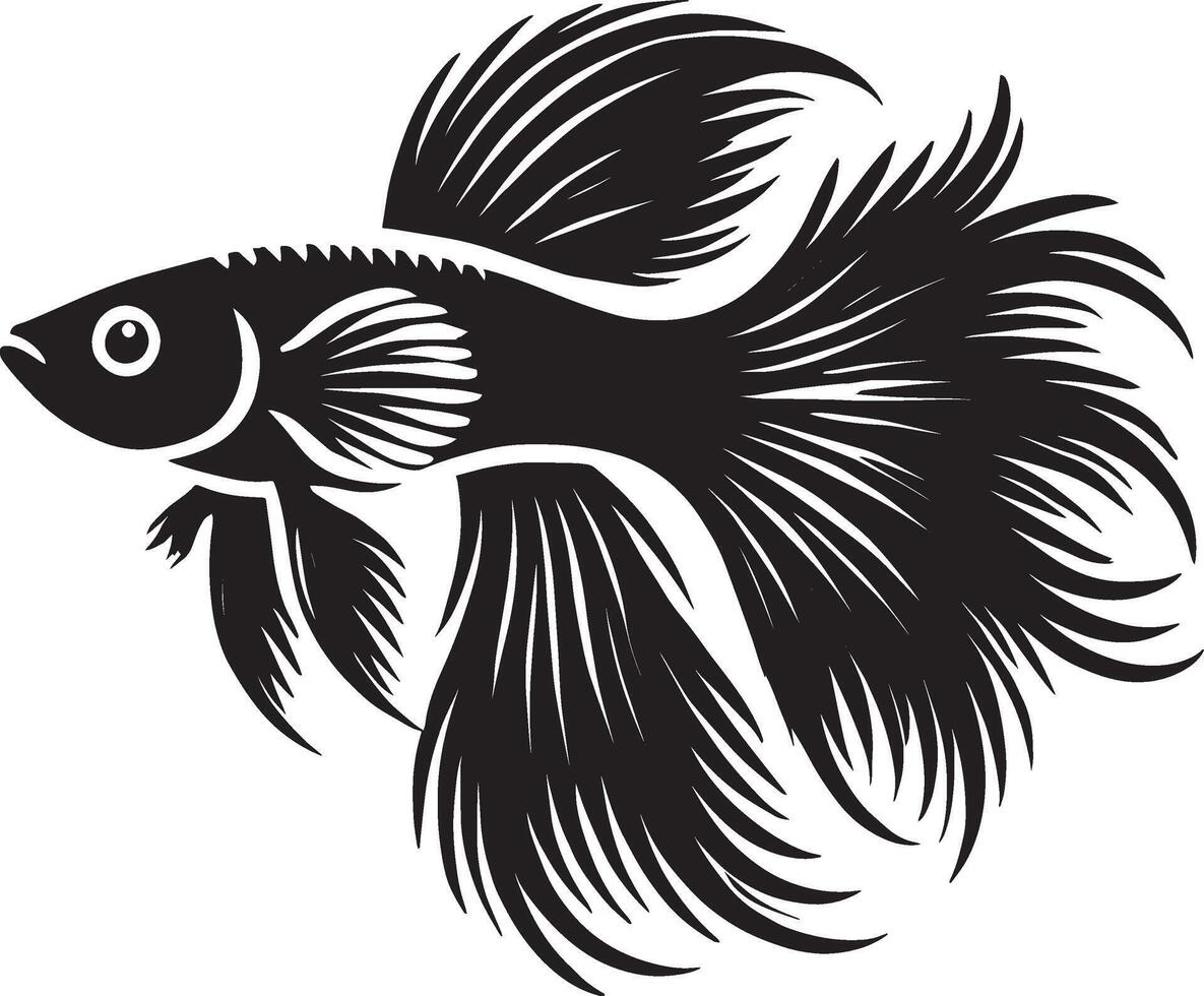 A black and white image of a siam fish vector