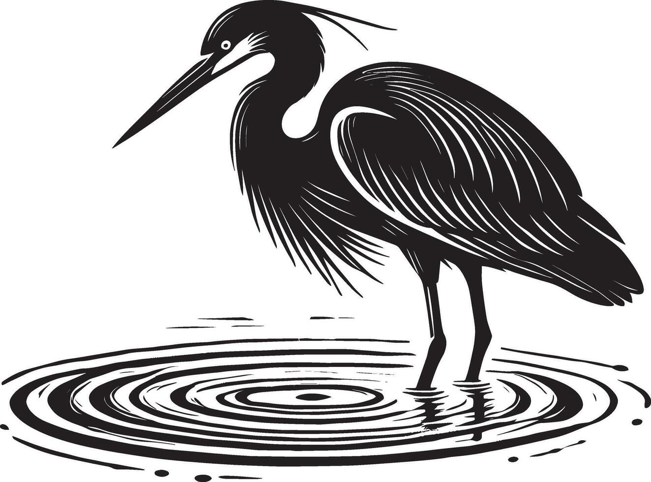 Heron in water vector