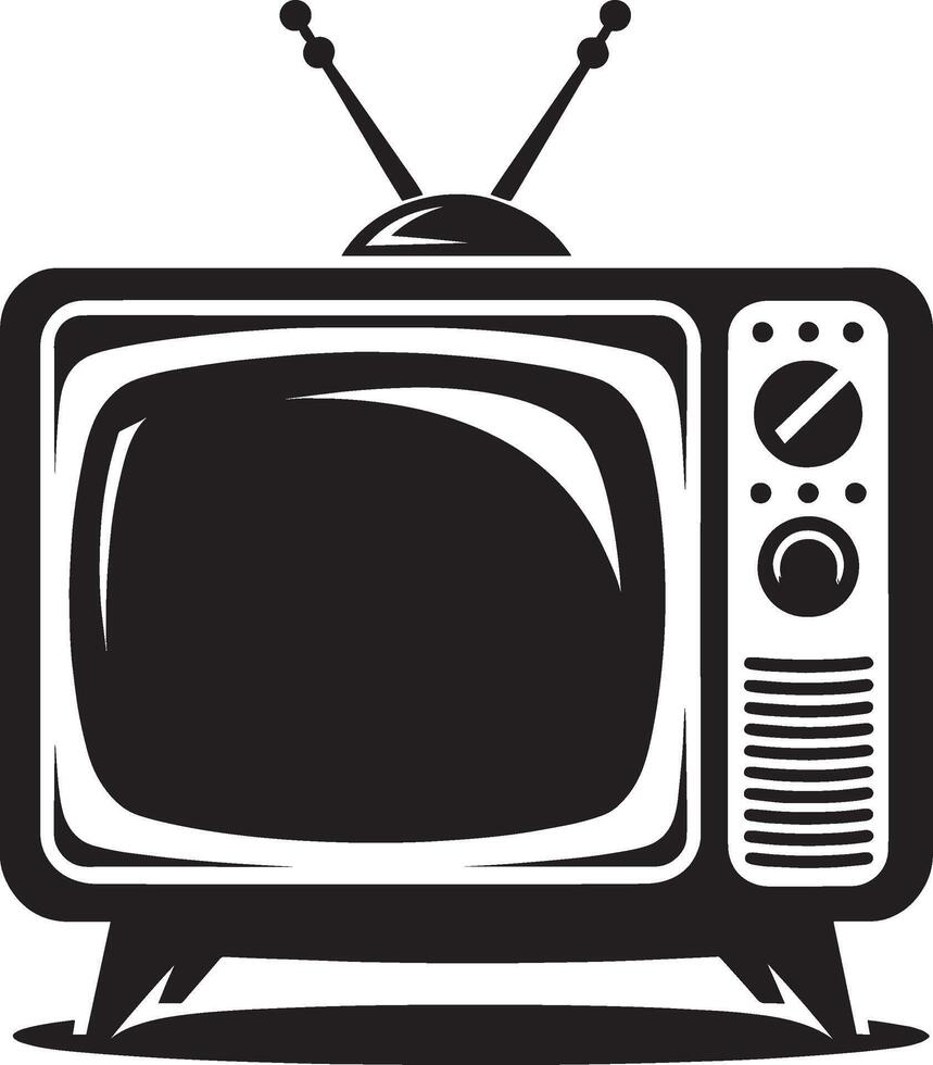 An old television with a black and white background vector