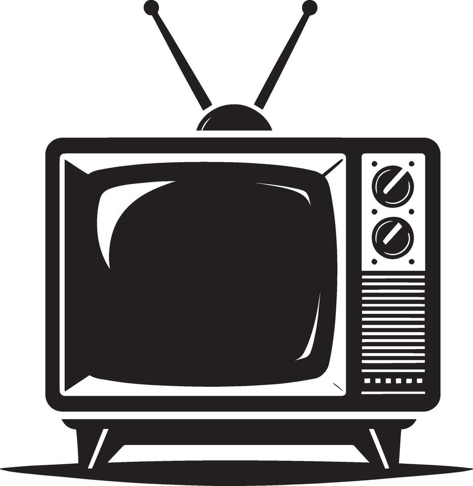 An old television with a black and white image vector