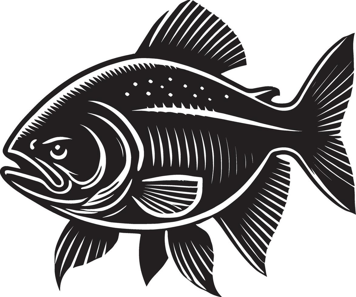 A black and white fish on a white background vector