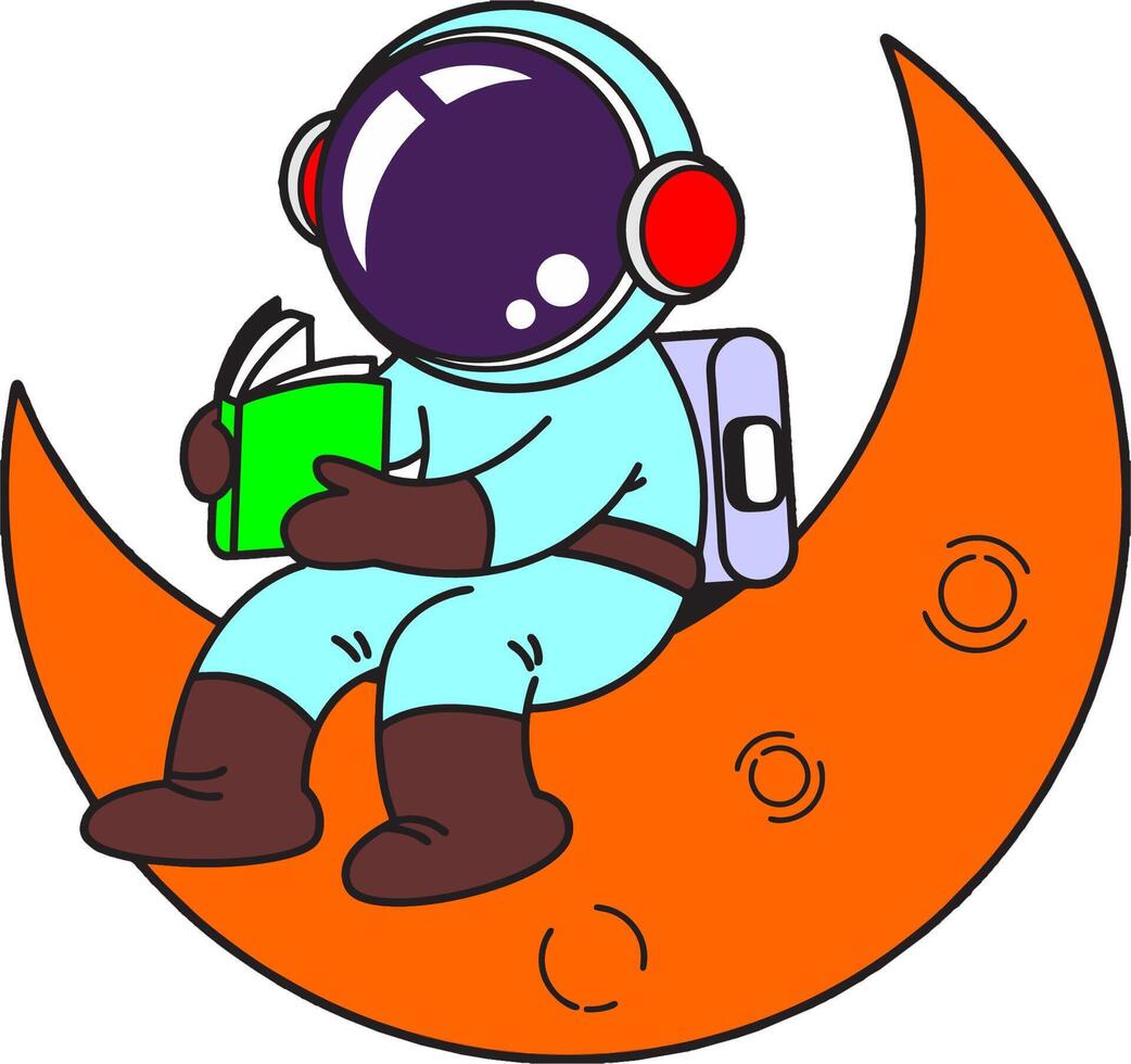 Astronaut reading on the moon clipart vector