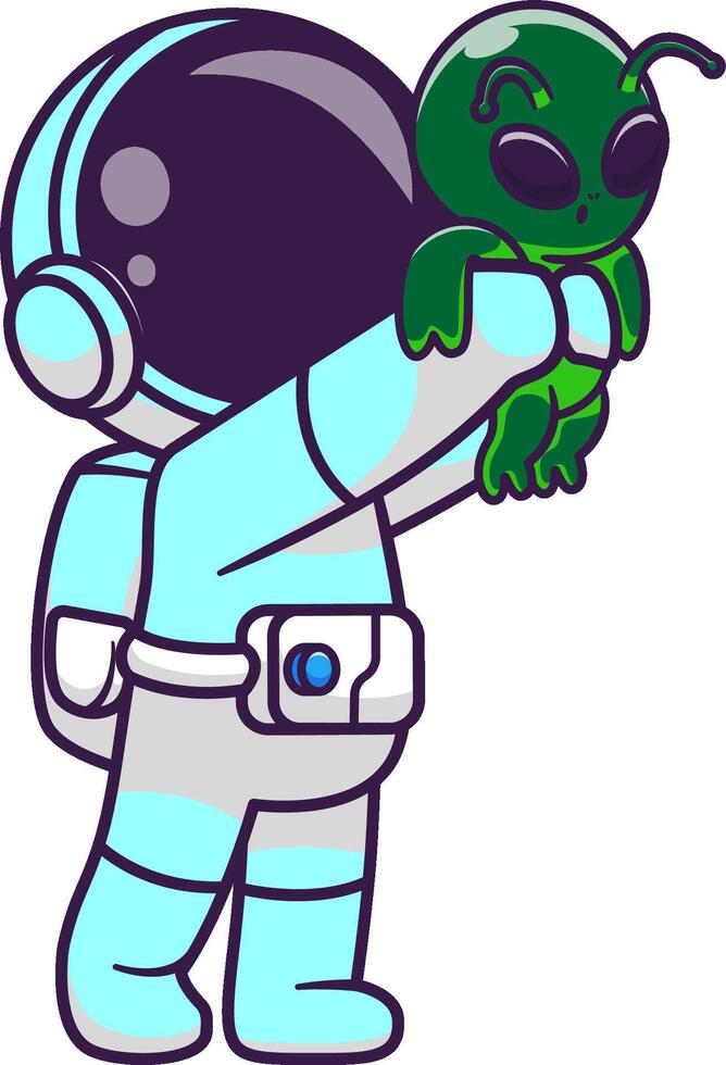 An astronaut holding a green alien vector