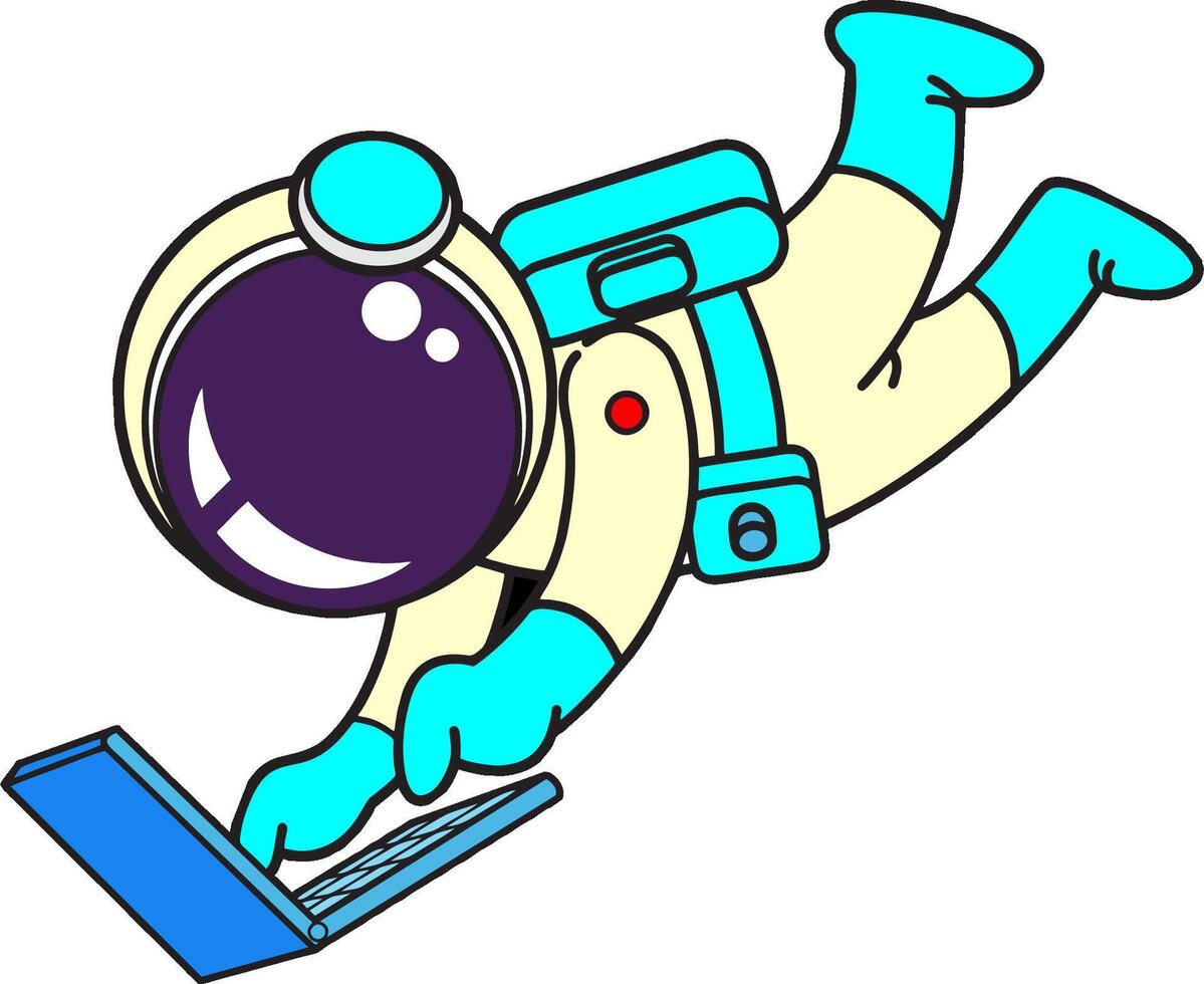 An astronaut is using a laptop computer vector