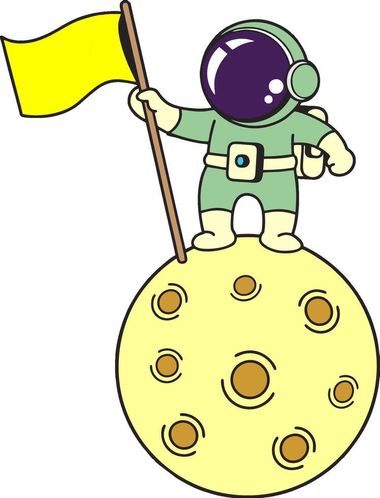 Astronaut on the moon illustration vector