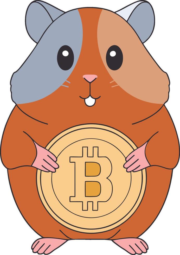 A hamster holding a bitcoin coin vector