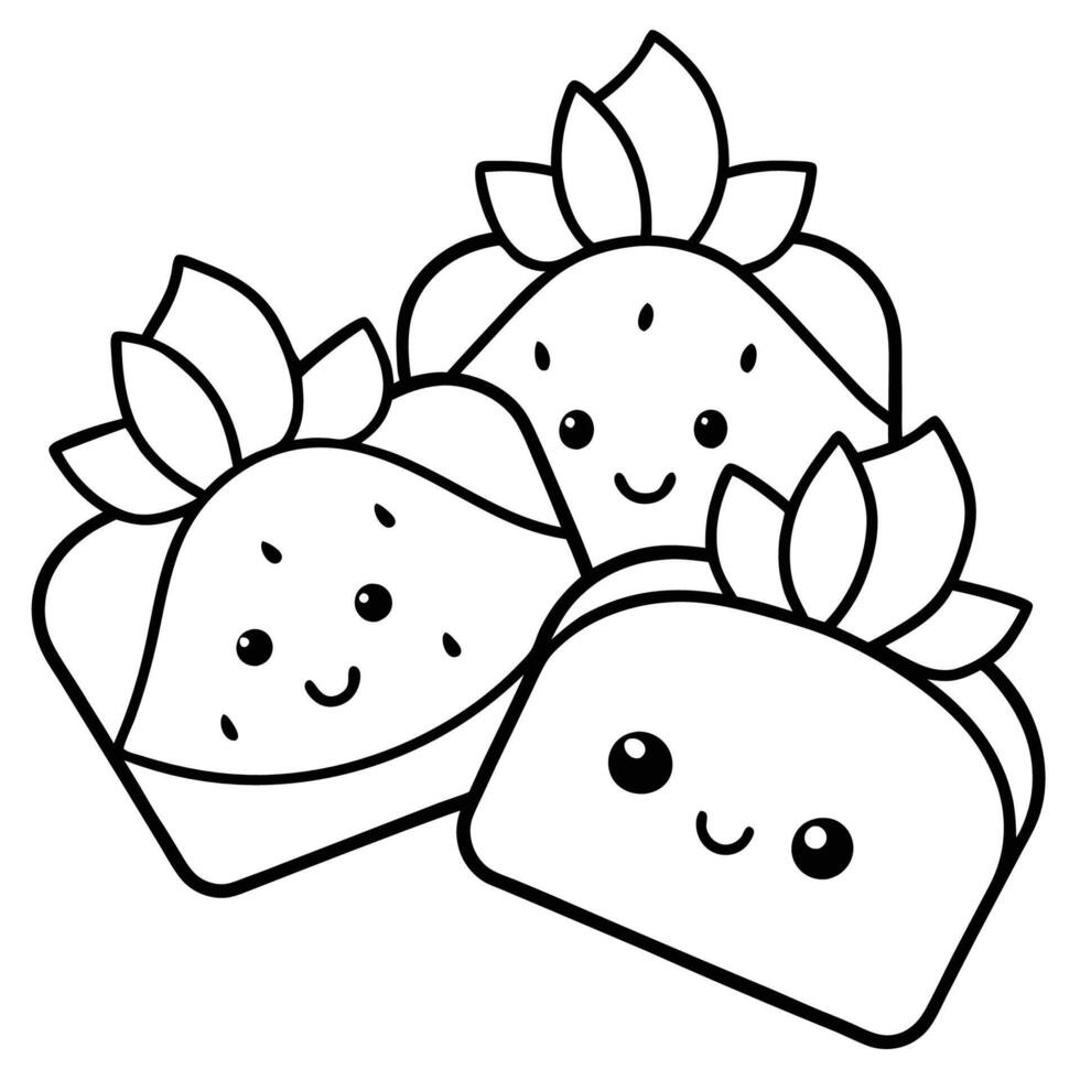 Delightful Strawberry Dessert Delights in Sticker Form vector