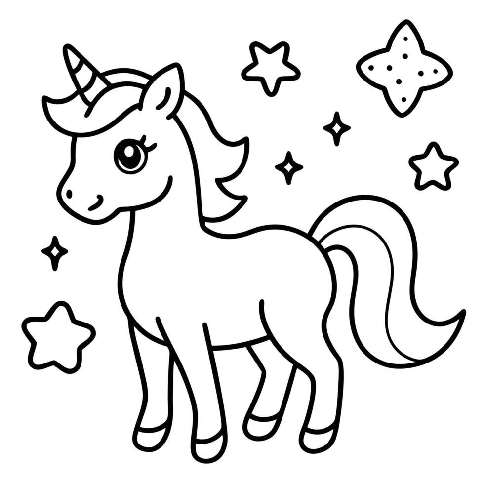 Adorable Cartoon Unicorns and Magical Elements for Whimsical Designs vector