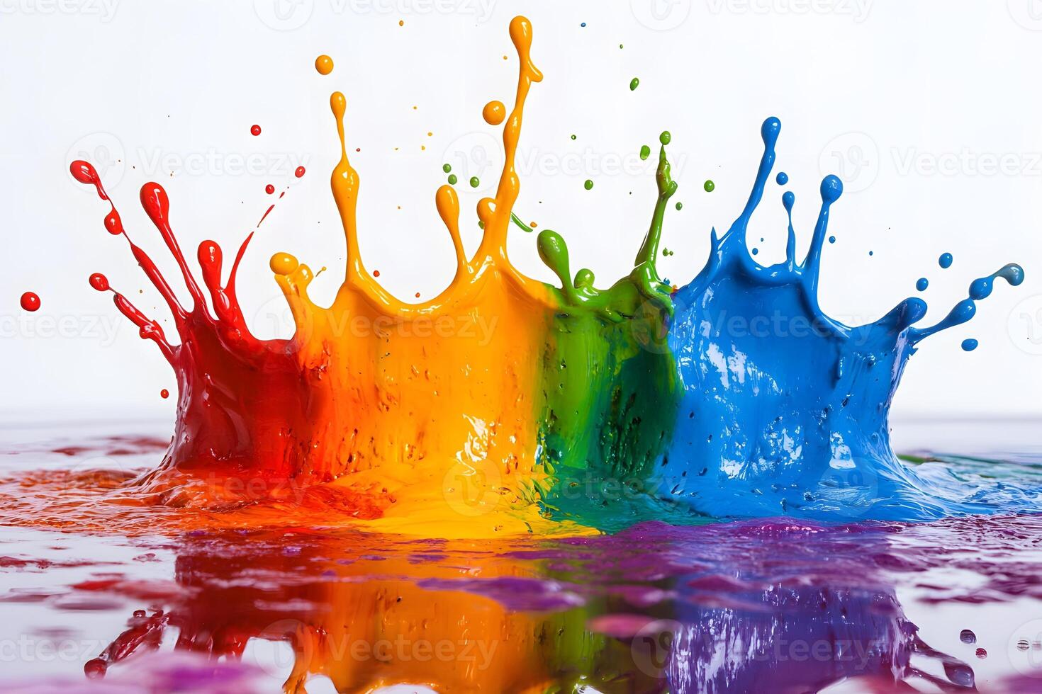 Vibrant Rainbow Paint Splashes for Creative Design and Artistic Inspiration photo