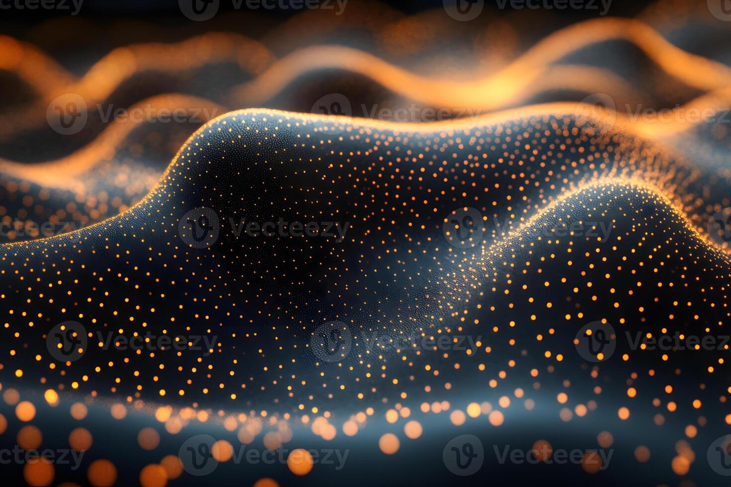Abstract Digital Wave of Glowing Particles - Futuristic Technology Background for Design photo