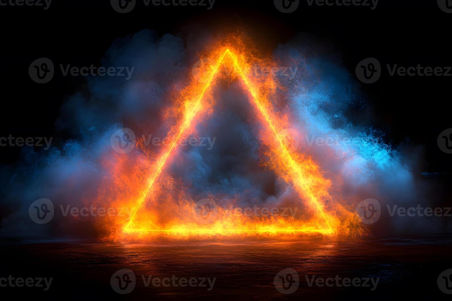 Abstract Fiery Triangle with Smoky Aura for Dynamic Design and Inspiration photo