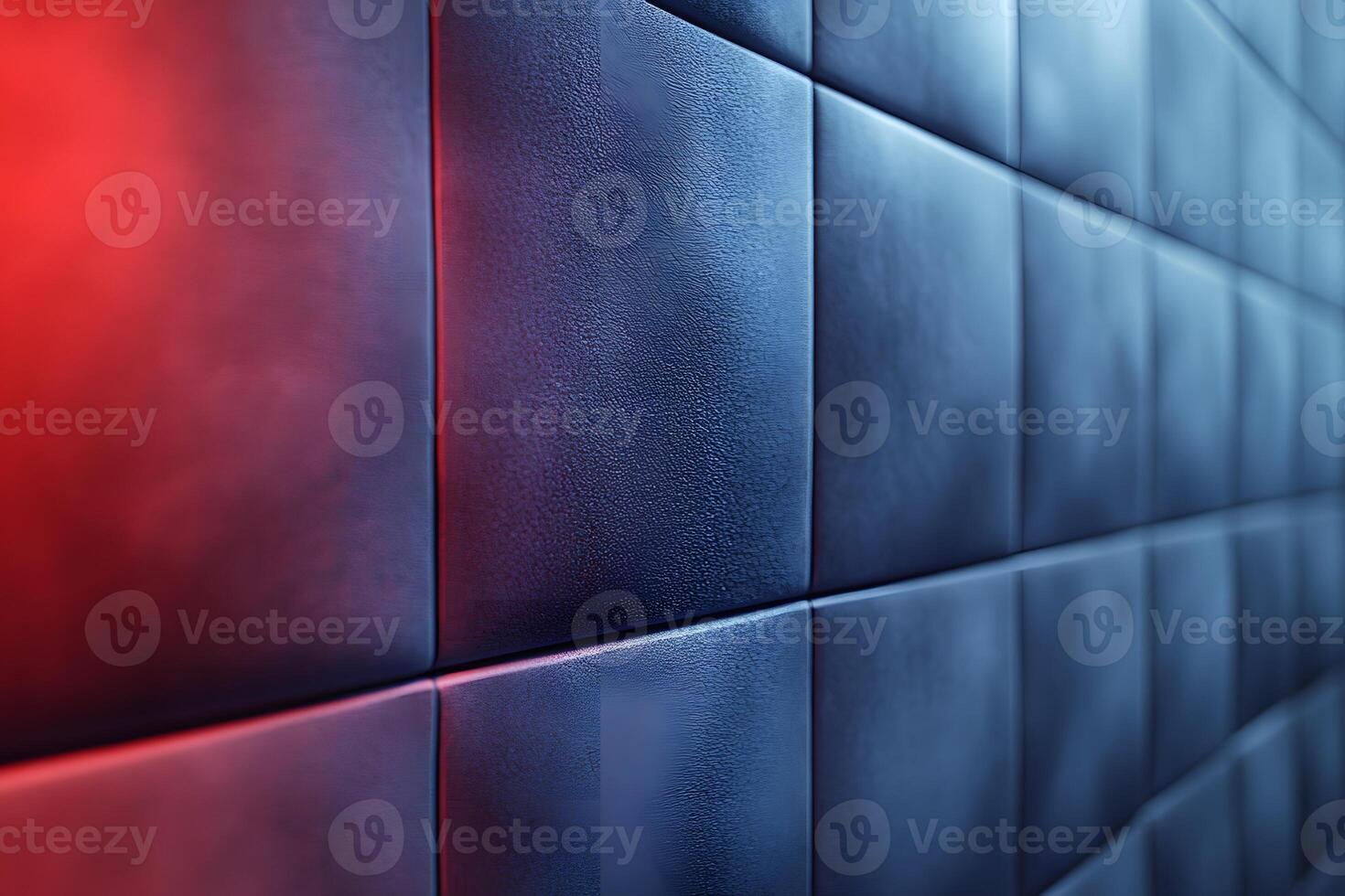 Modern Abstract Design with Red and Blue Light on Textured Wall Panels for Interior Decor photo