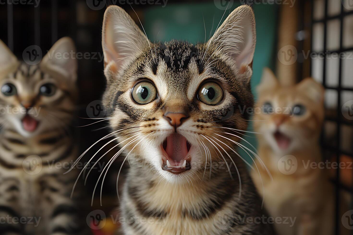 Surprised Kittens Group Portrait - Playful Expressions and Whisker Details photo