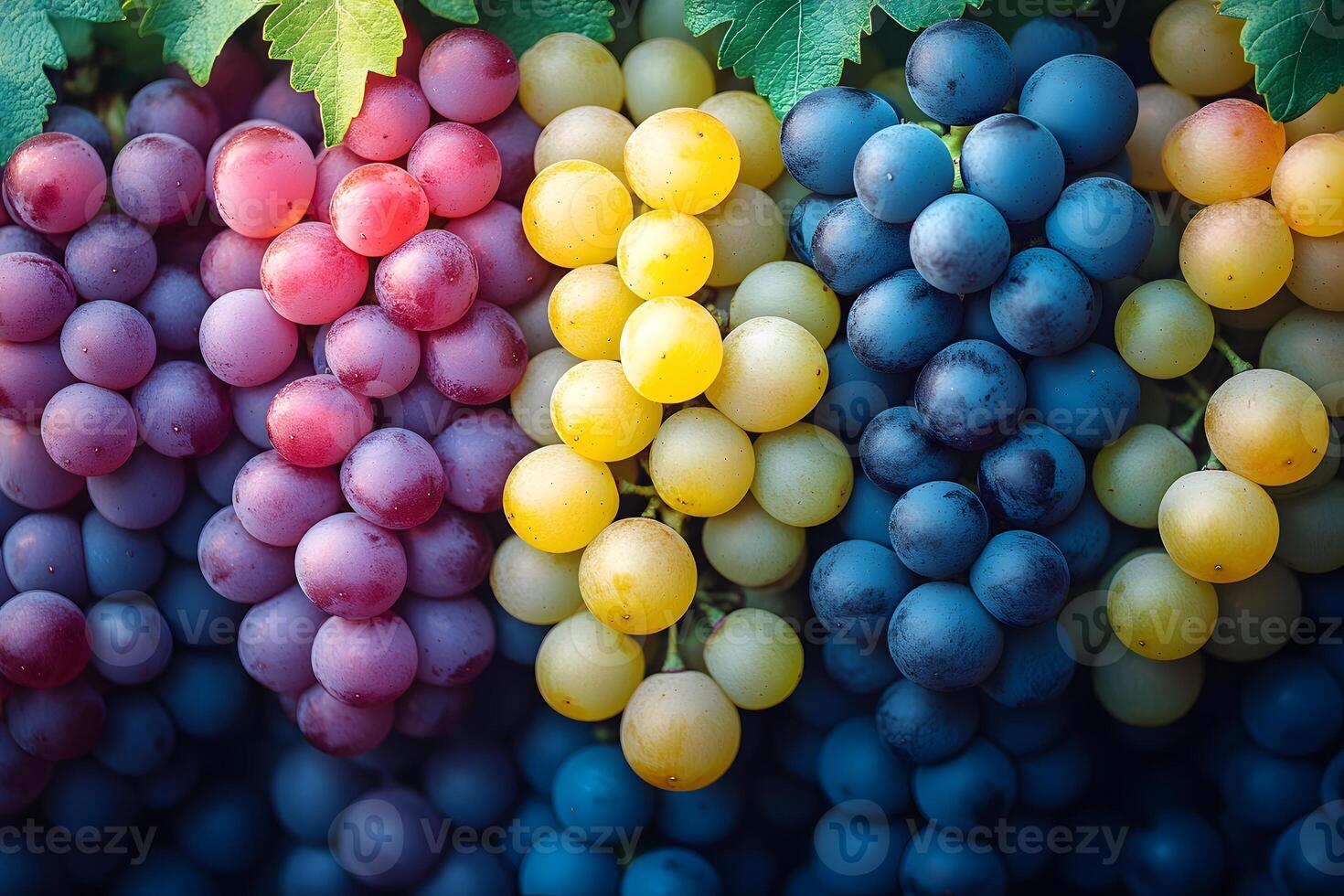 Vibrant Rainbow Grapes Assortment for Freshness and Nature-Inspired Design photo