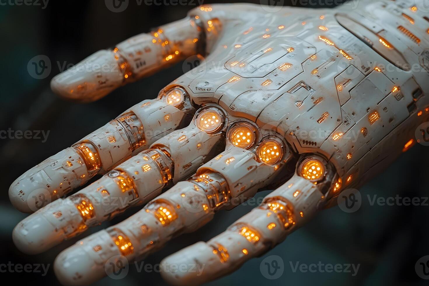 Futuristic Robotic Hand with Illuminated Circuits for Advanced Technology Concepts photo