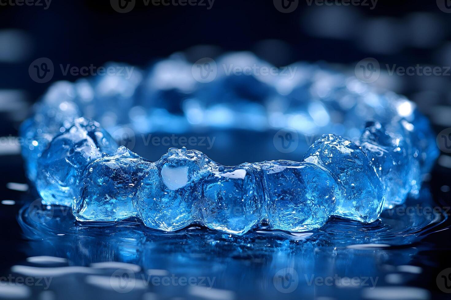 Abstract Ice Sculpture Art with Blue Circular Design for Creative Projects photo