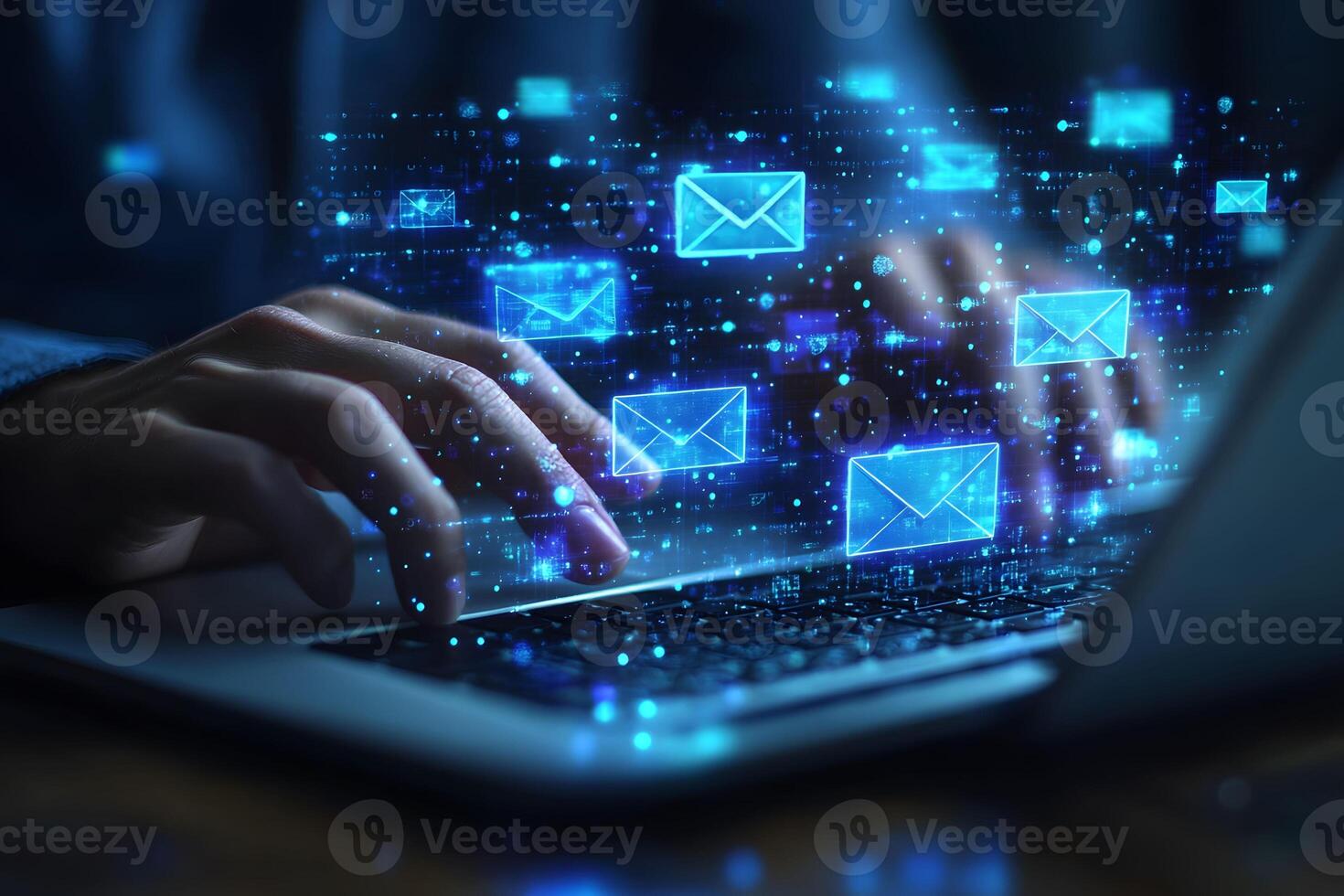 Digital Communication Concept with Emails on a Laptop for Marketing and Networking photo