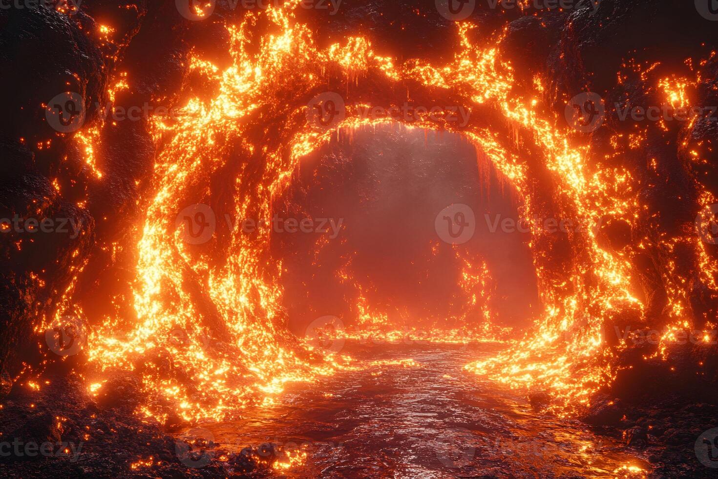 Fiery Lava Tunnel Natural Wonders and Volcanic Landscapes for Dramatic Designs photo