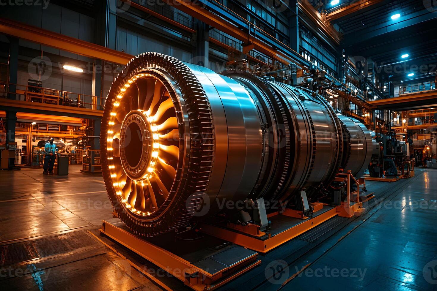 Industrial Engineering Turbine Manufacturing in Modern Factory Setting photo