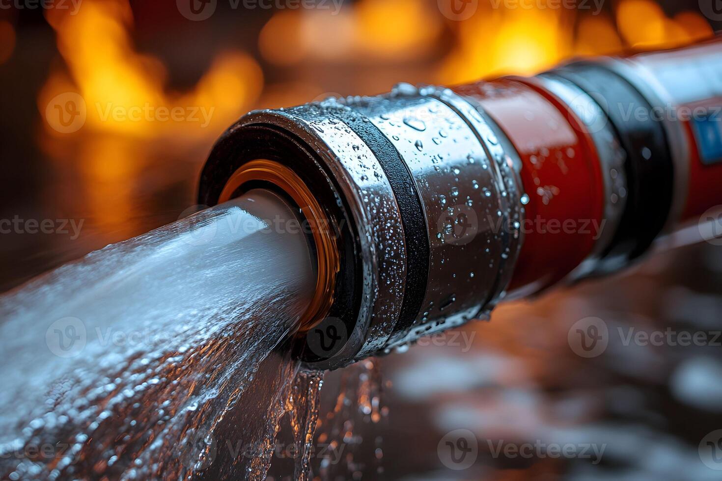 Firefighting Hose in Action Essential Emergency Response Equipment for Safety photo