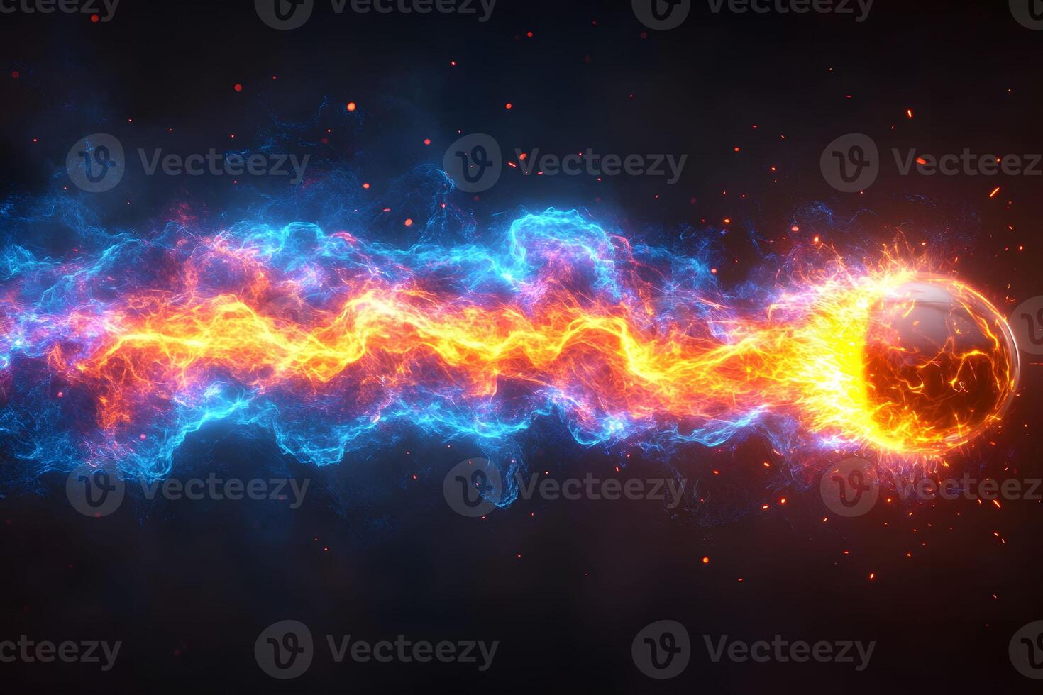 Dynamic Energy Ball with Fiery and Electric Elements for Futuristic Design photo