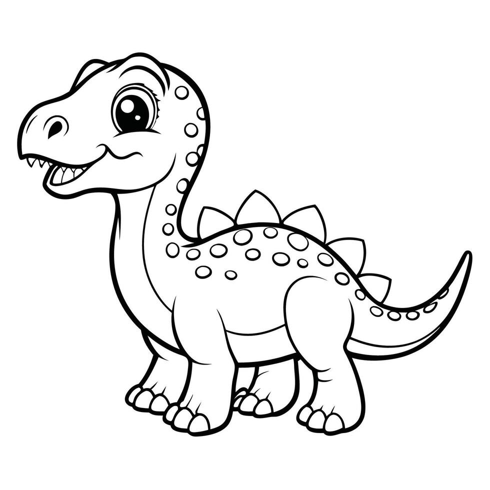 Adorable Cute Dinosaur Coloring Page on a White Background vector
