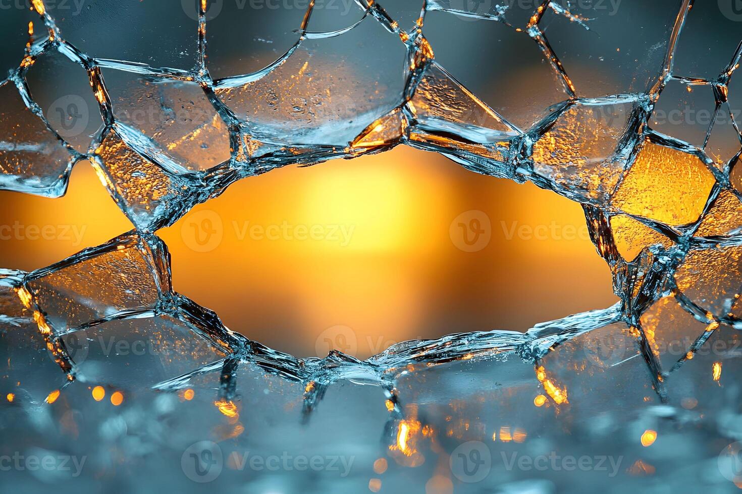 Abstract Shattered Glass with Warm Light in the Background - Creative Design for Print and Digital Use photo