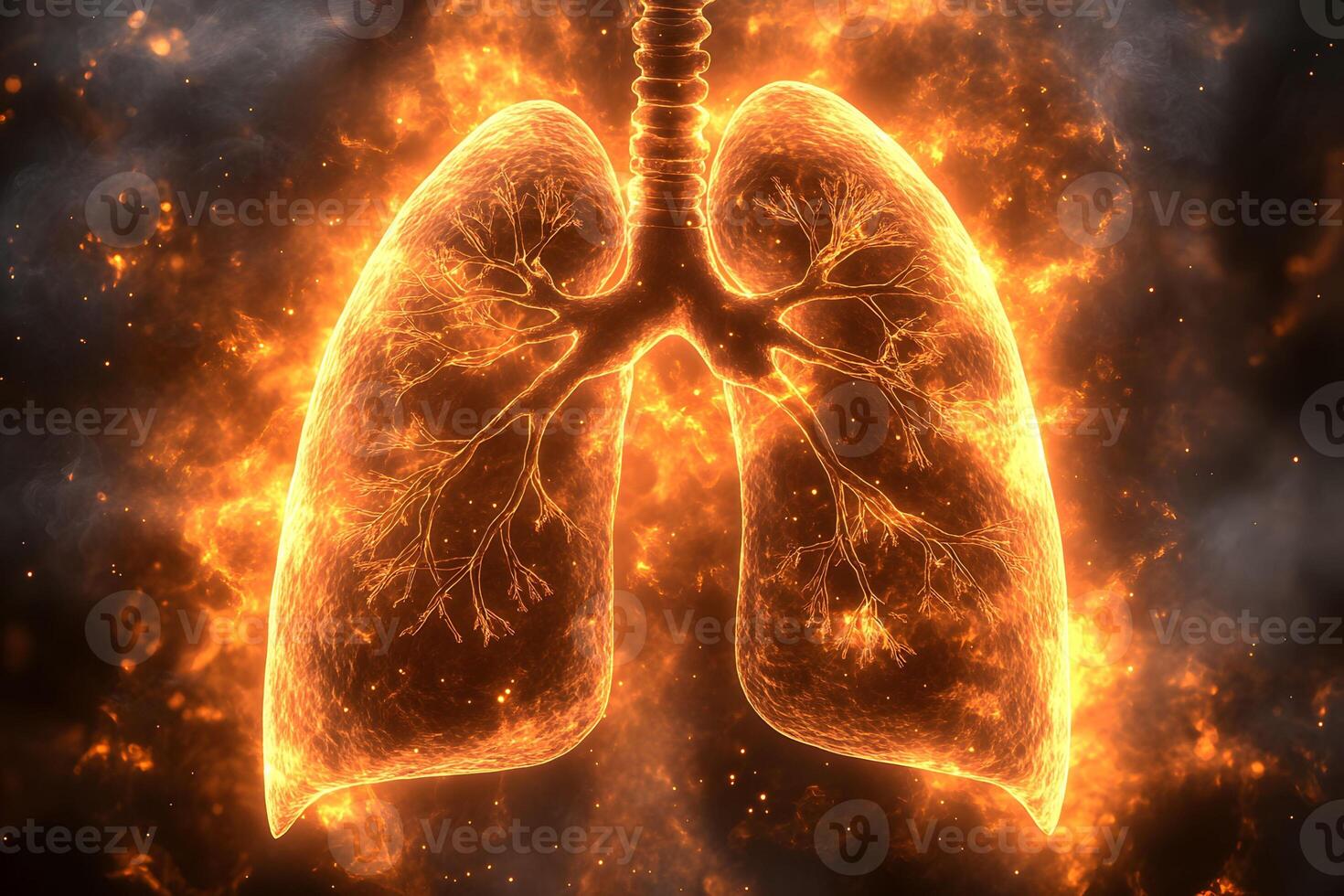 Fiery Lung Health Concept Illustration for Medical Use and Print Design photo