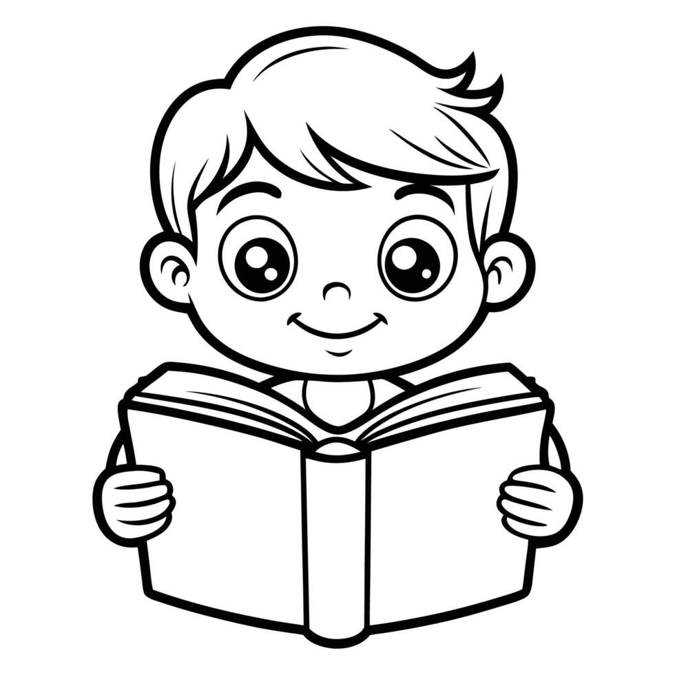 Diligent Children Engaged in Reading at a Tranquil Library vector
