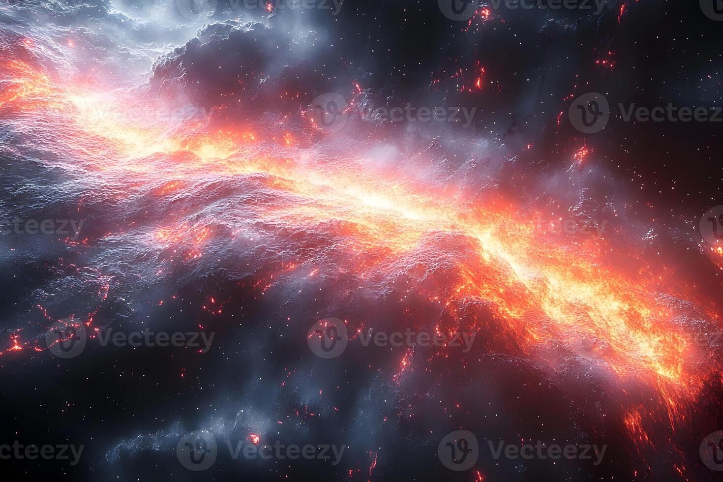 Cosmic Inferno Fiery Stellar Nebula in Deep Space Art Illustration photo