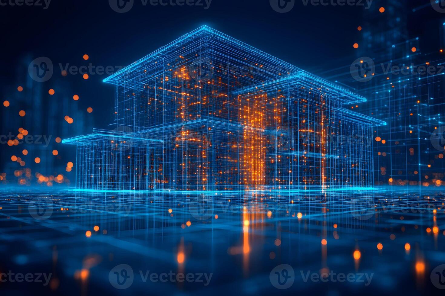 Futuristic Digital Architecture Concept for Virtual Design and Innovation photo