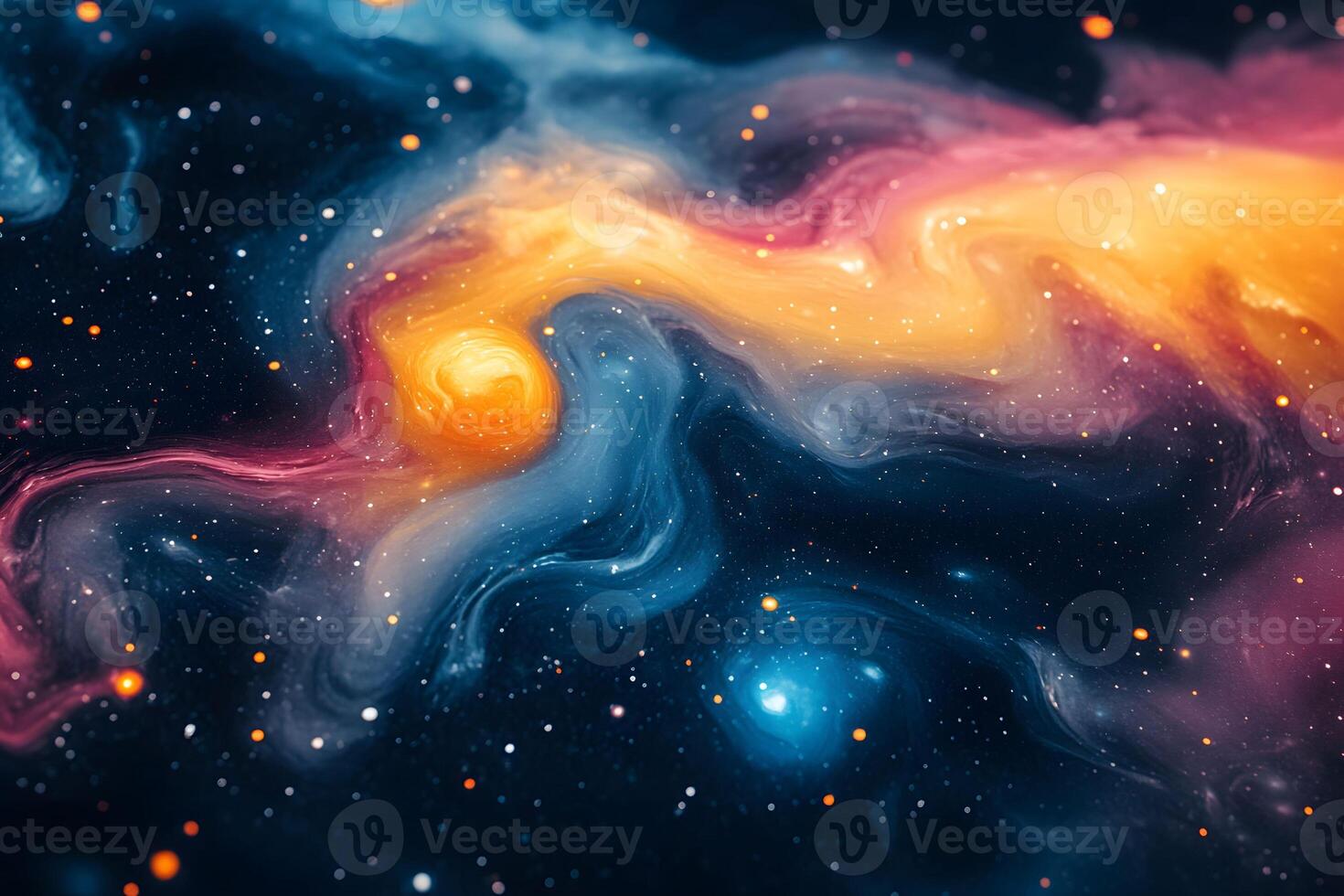 Cosmic Nebula Swirls with Vivid Colors in Deep Space Fantasy Art photo