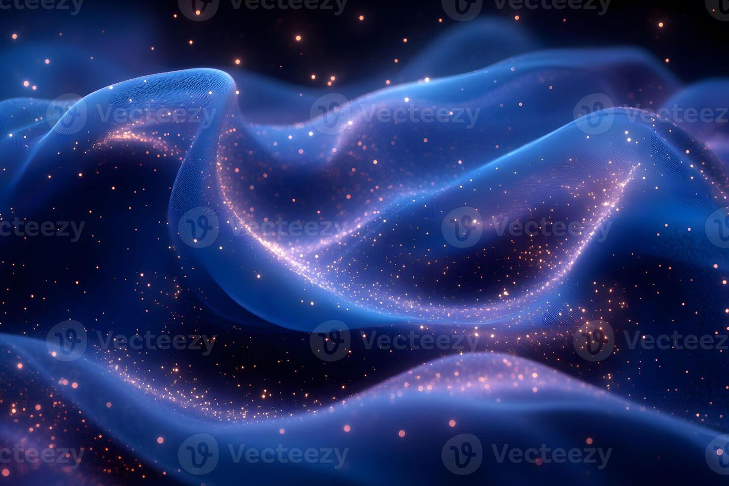 Mystical Blue Fabric Waves with Sparkling Particles - Enchanting Abstract Background for Design photo
