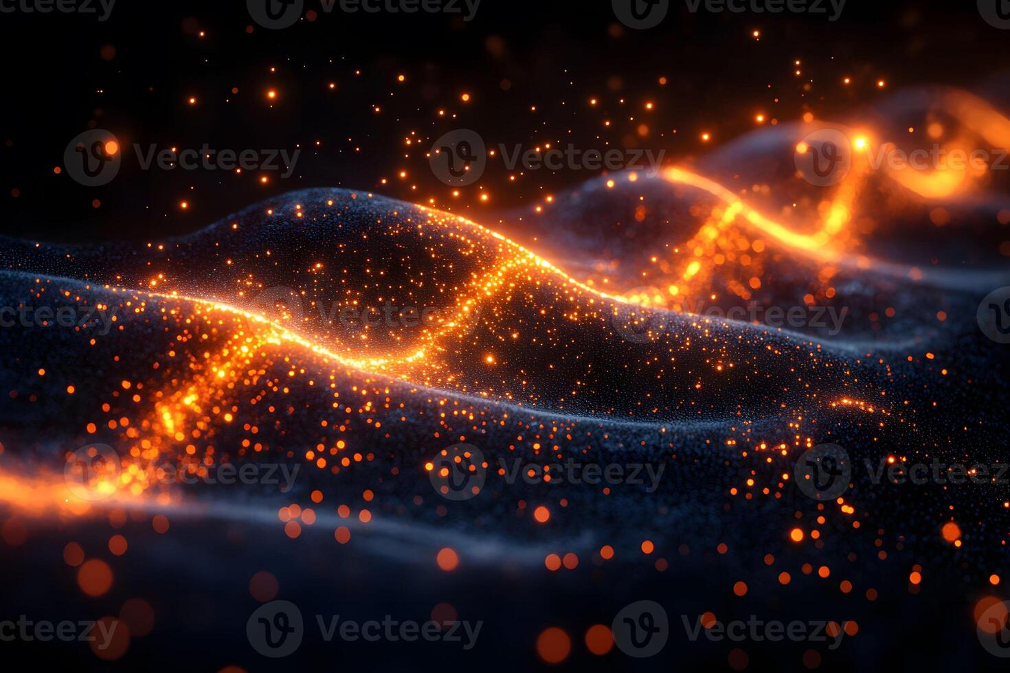 Abstract Digital Waves with Glowing Particles - Perfect for Technology and Science Designs photo