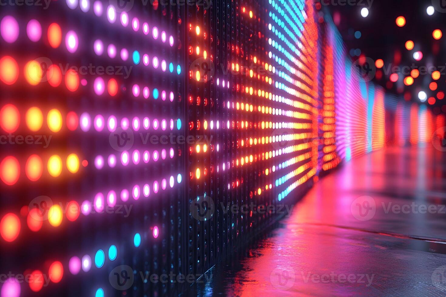 Vibrant LED Light Wall Display in a Modern Urban Environment photo