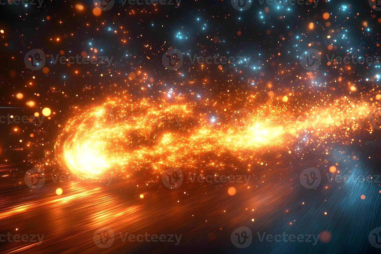 Cosmic Meteor Shower and Light Burst for Space-Themed Designs photo