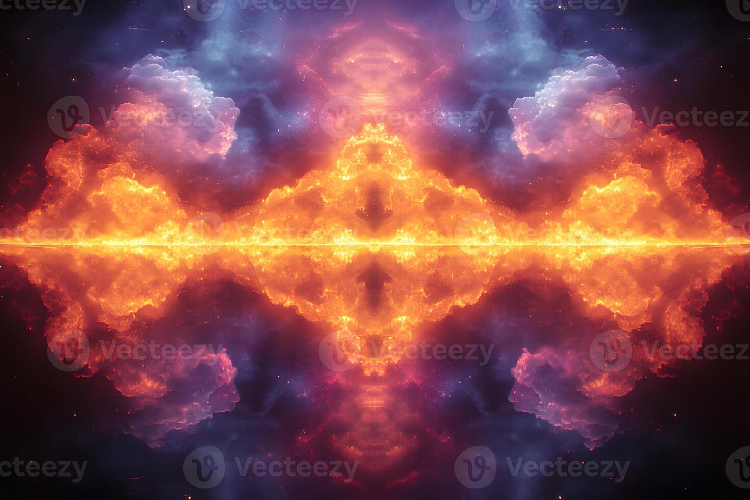 Cosmic Nebula Reflection Vibrant Symmetrical Space Art for Science Fiction Design photo