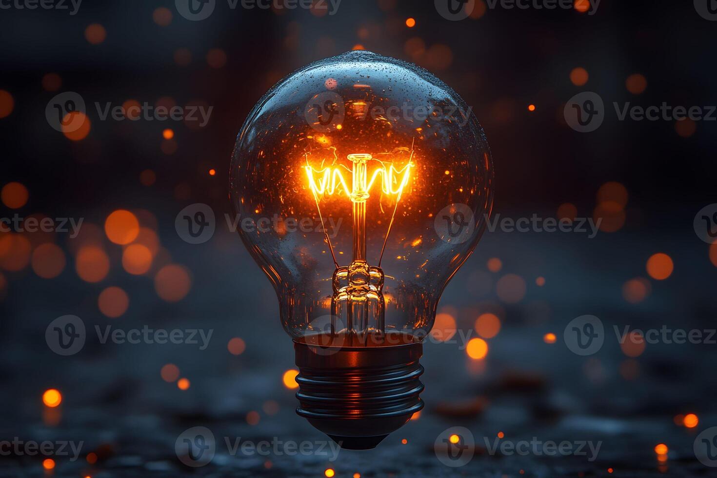 Glowing Light Bulb at Night Innovation and Inspiration Concept for Design and Creativity Projects photo
