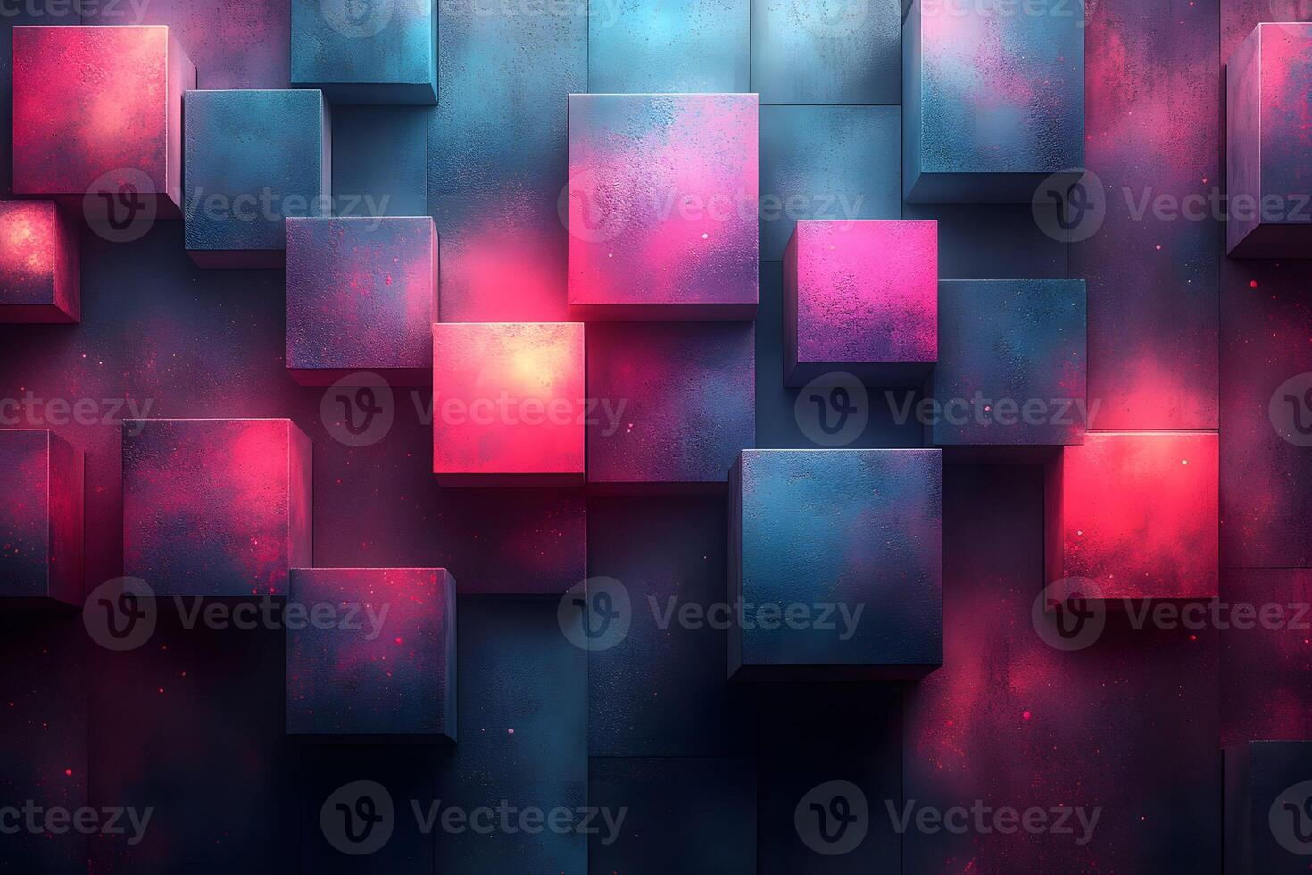 Abstract Geometric Background with Vibrant Blue and Pink Cubes for Modern Design photo