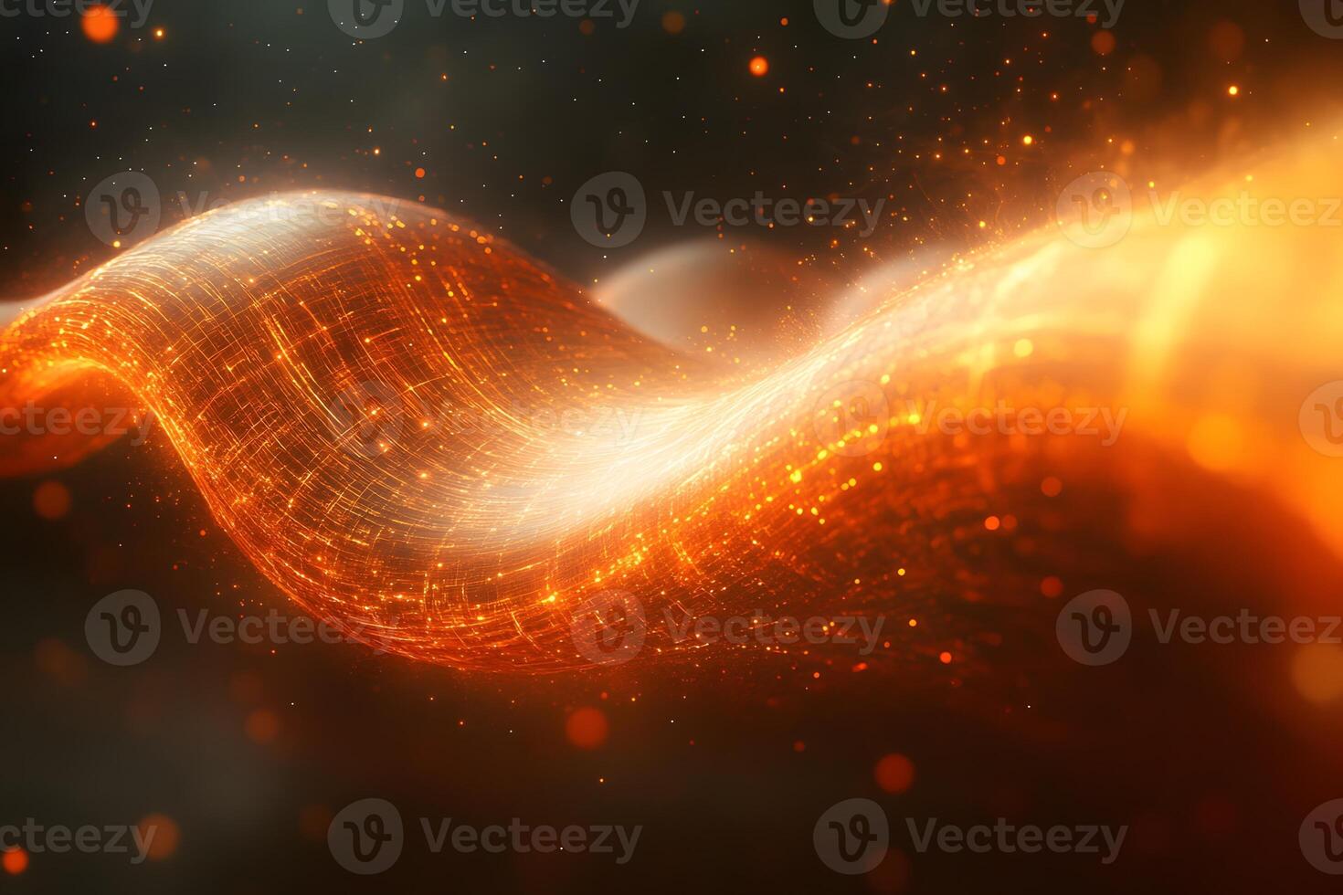 Abstract Flowing Energy Wave with Glowing Particles for Futuristic Design photo