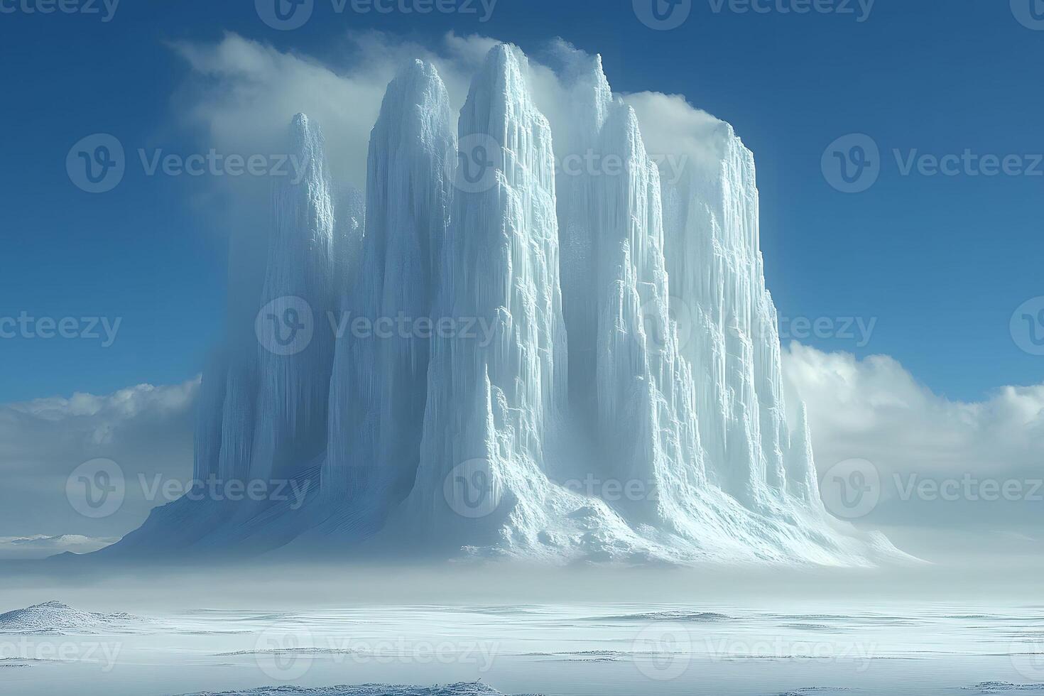 Majestic Ice Formation on Vast Winter Landscape for Nature Photography and Arctic Exploration Themes photo