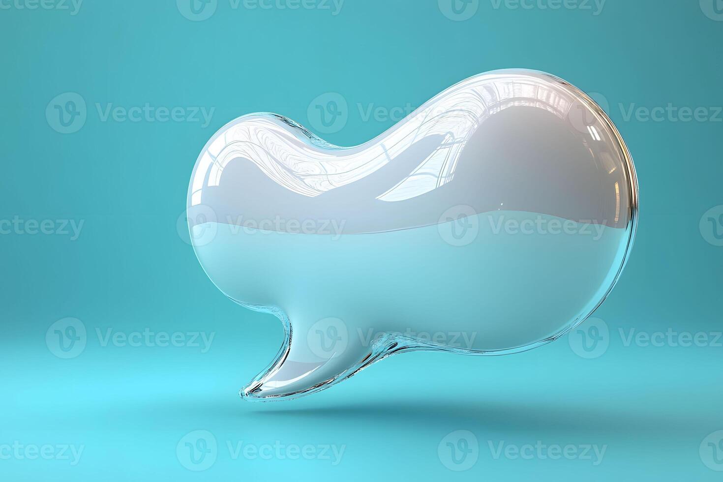 Abstract 3D Speech Bubble on Turquoise Background for Modern Design photo