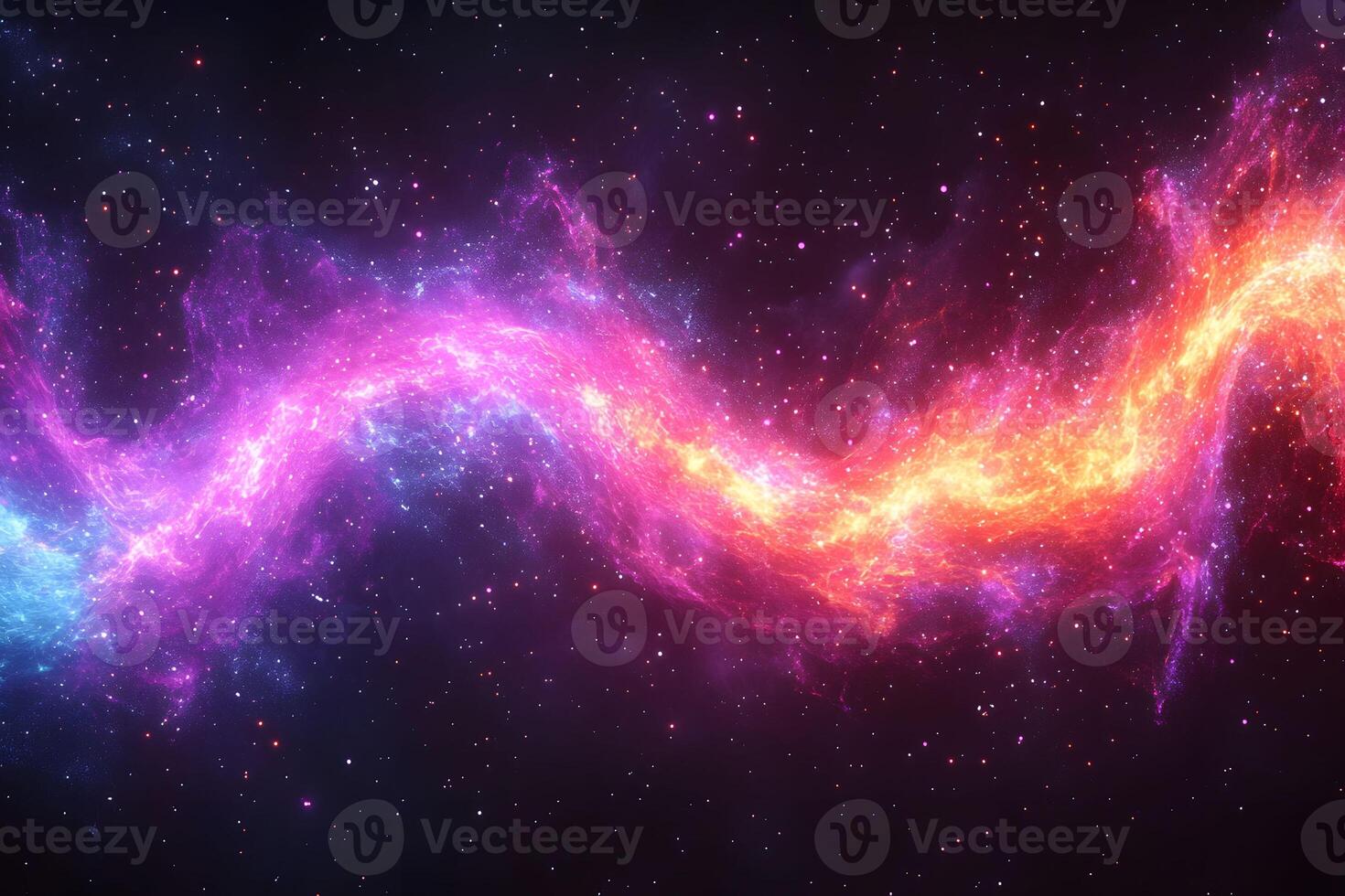 Cosmic Nebula Stream with Vibrant Colors and Twinkling Stars in Deep Space photo