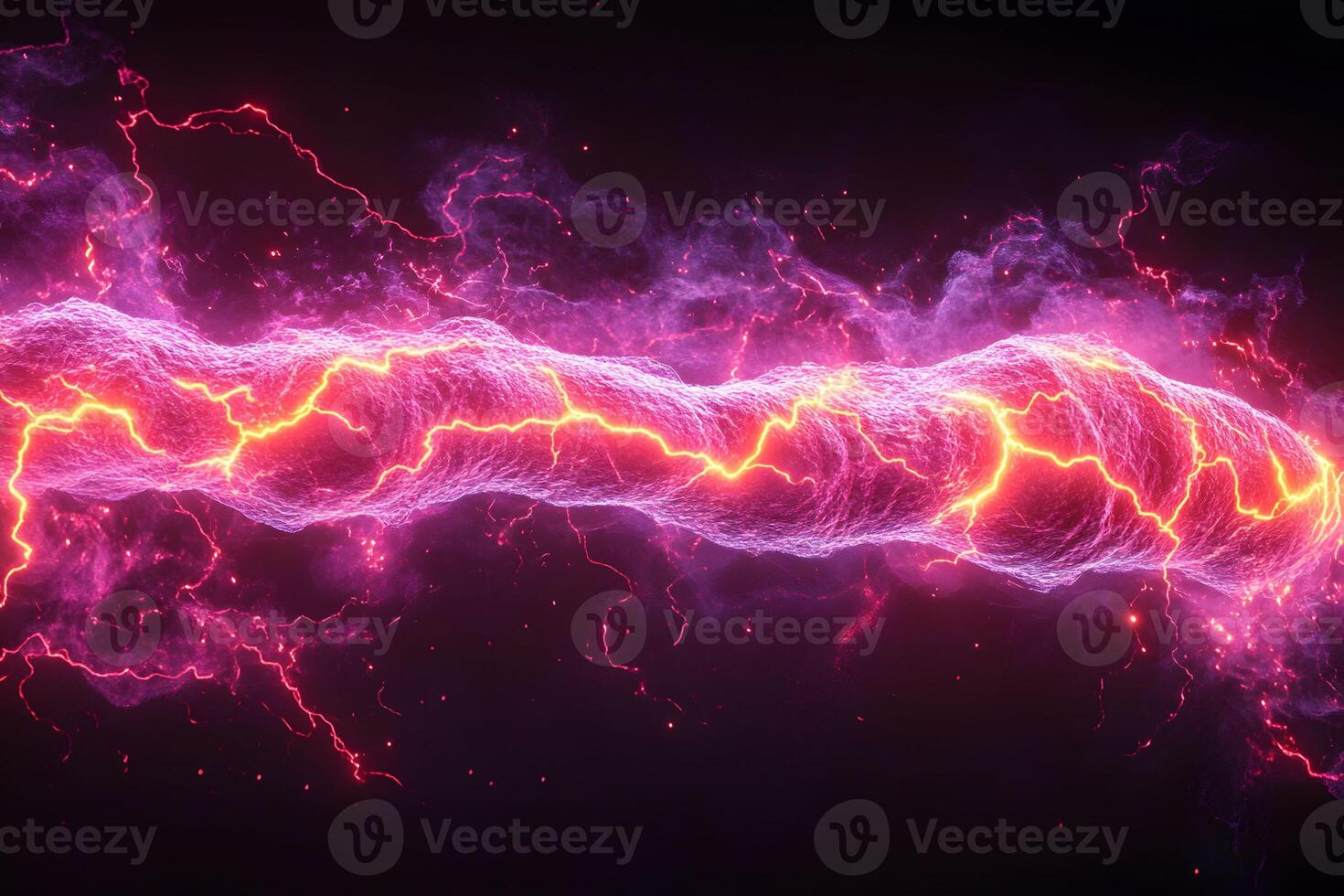 Dynamic Electric Energy Burst with Vibrant Lightning in Dark Space - Ideal for Science and Futuristic Design photo