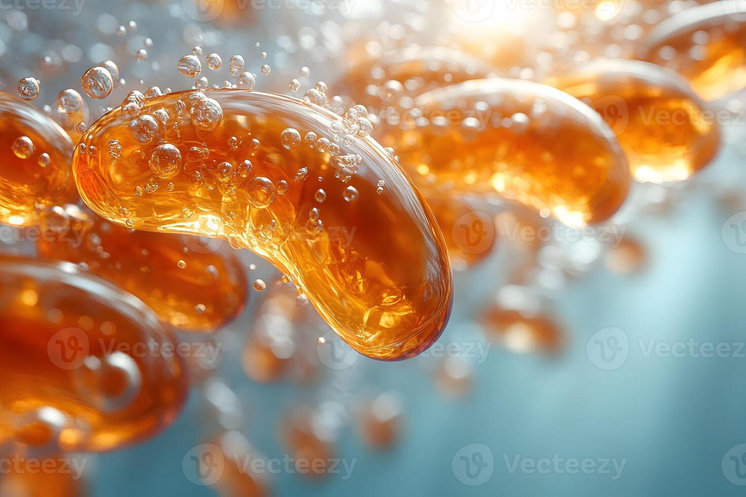 Abstract Organic Forms Floating in Liquid Vibrant Bubble Art for Creative Design photo